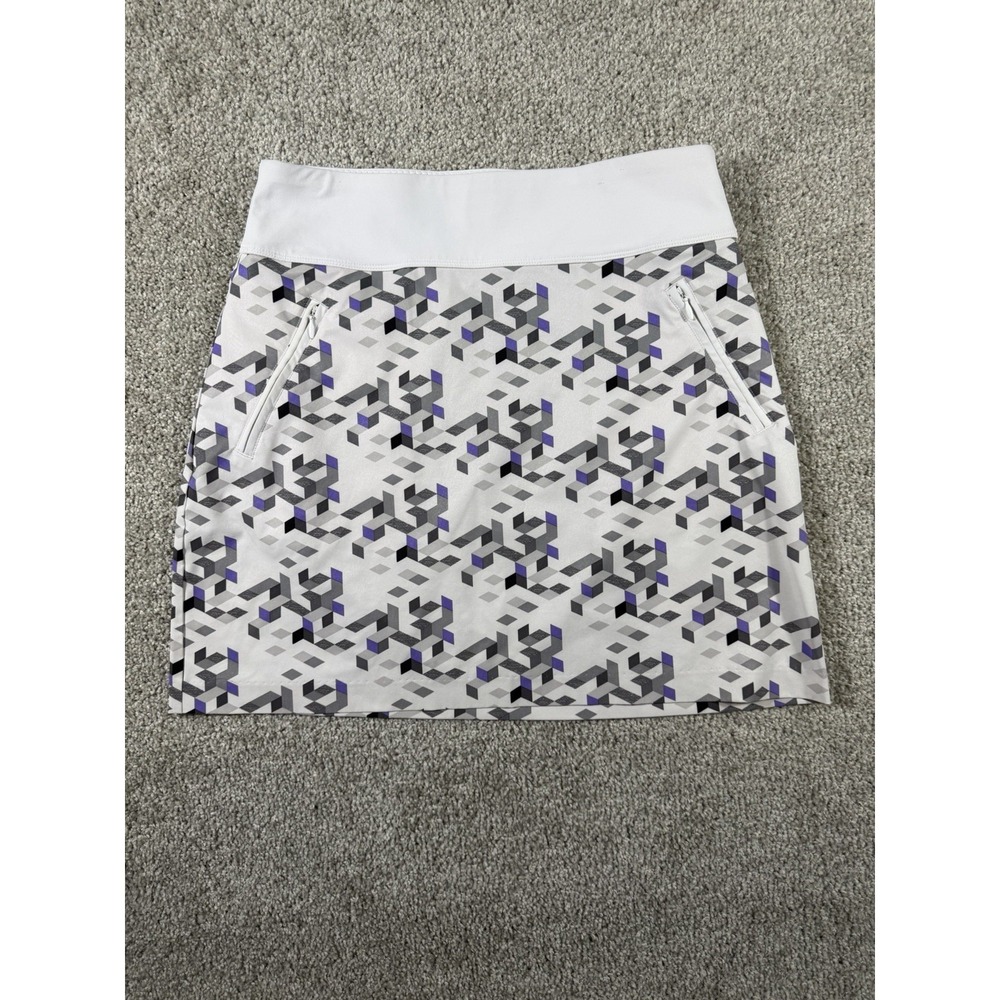 Annika Cutter & Buck Golf Skort Womens S Purple Gray Geometric DryTec